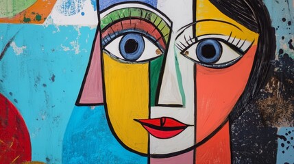 Poster - Colorful Abstract Faces Display Vivid Emotions in a Contemporary Art Piece Showcasing Diverse Expressions and Styles