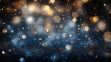 Poster - Shimmering Golden and Blue Particles Creating a Magical Atmosphere Perfect for Celebrations and Festive Events