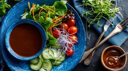 Poster - Mixed greens, cherry tomatoes, cucumbers, and shredded carrots arranged in a bowl create a vibrant and healthy meal ready to be enjoyed