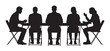 © Silhouette designer - Silhouette vector illustration of businesspeople having a meeting or conference sitting around a table