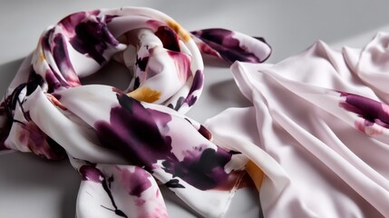 Poster - This composition displays a repeating floral design in soft colors against a light fabric, featuring an open area for text or branding applications