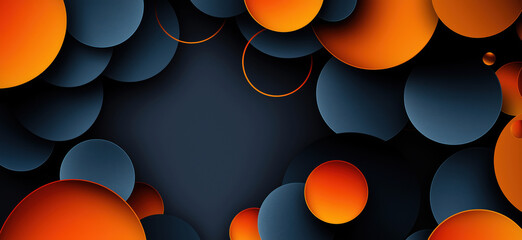 Poster - abstract background with orange and blue circles creating modern design elements.