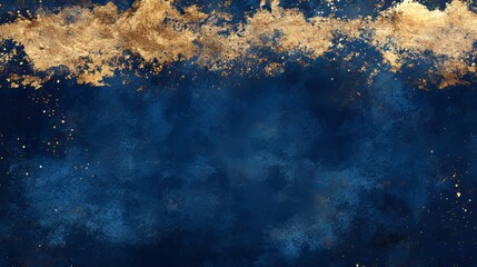 Poster - Elegant Dark Blue and Gold Abstract Art With Splashes and Textures Creating a Luxurious and Striking Visual Effect Suitable for Modern Decor Concepts