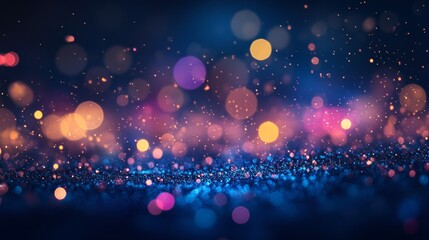 Poster - Colorful Bokeh Lights Create a Magical Atmosphere in Soft Focus Over a Dark Surface, Ideal for Artistic Backgrounds or Festive Celebrations