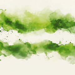 Poster - abstract green watercolor background with soft brush strokes and splashes.