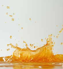 Poster - Vibrant orange liquid splash with droplets creating dynamic water effect.