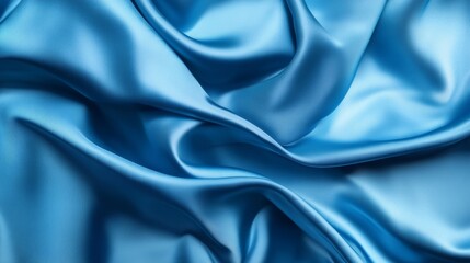 Poster - Elegant Dark Blue Satin Fabric Draping With Soft Folds and Smooth Texture Under Soft Lighting