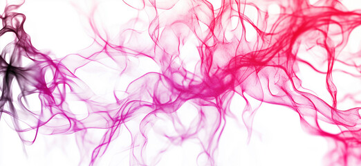 Poster - Abstract colorful smoke waves in shades of pink and purple on white background.