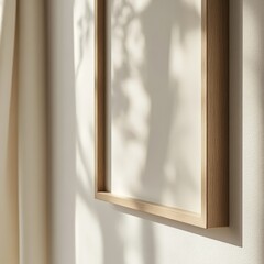Poster - Stylish Interior Decor With a Wooden Frame and Minimalist Arrangements in a Sunlit Room During the Morning Hours