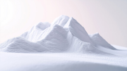 Poster - Realistic white mountain landscape with soft textures and gentle lighting.