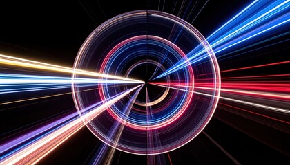 Poster - Dynamic light trails creating vibrant patterns urban environment digital art nighttime viewpoint motion concept for engaging visuals