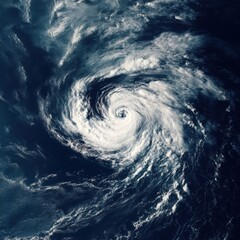 Wall Mural - Aerial View of a Powerful Hurricane Displaying Swirling Clouds and Intense Weather Patterns