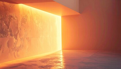 Poster - Illuminated abstract space modern interior digital art minimalist environment close-up perspective light and shadow concept