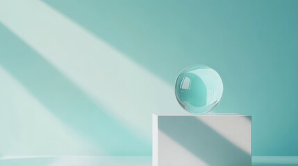Poster - Minimalist Display Stand in a Softly Lit Studio Showcasing a Modern Design Aesthetic With Subtle Light and Shadows