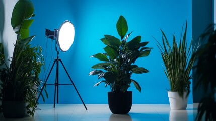 Poster - Sparkling Blue Crystal Illuminated Under Soft Light Surrounded by Smaller Shards, Showcasing Reflections and Clarity That Highlight Its Natural Beauty