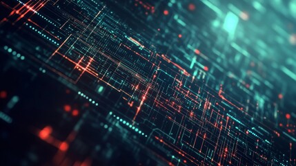 Aufkleber - Dramatic Visualization of Interconnected Nodes and Lines in a Digital Landscape With Glowing Blue Elements Evoking a Sense of Depth and Complexity