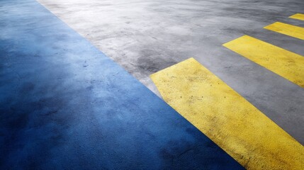Poster - Vivid cobalt blue and mustard yellow diagonal lines form a bold, graphic pattern on a surface, leaving room for text or branding on the right side