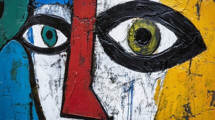 Poster - Colorful Abstract Faces Display Vivid Emotions in a Contemporary Art Piece Showcasing Diverse Expressions and Styles