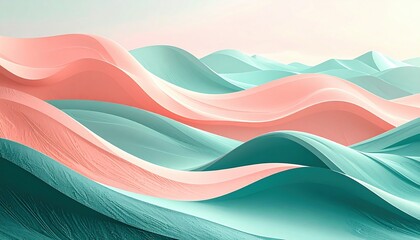 Poster - Abstract waves of colorful textures natural landscape digital art serene environment aerial view contemporary design