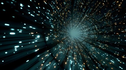 Fototapete - Futuristic Data Stream Visuals Creating a Dynamic Wallpaper with Digital Particles Flowing Through Technological Space as a Complex Network Backdrop