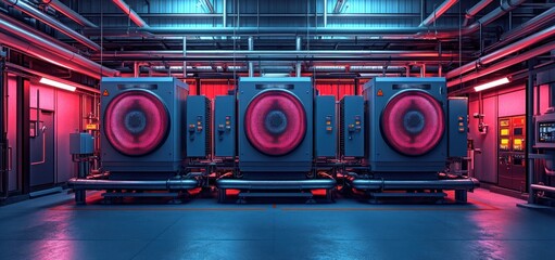 Poster - Futuristic Data Center: Neon Glow and Advanced Technology