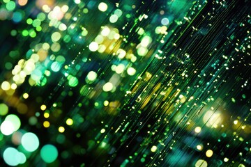 Poster - abstract digital art, vibrant green and yellow bokeh, diagonal lines. bokeh effects create a sense o