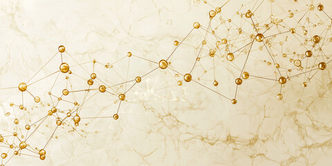 Wall Mural - Molecular gold line pattern on cream background