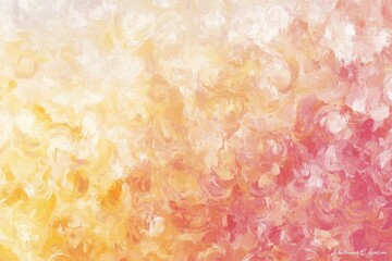 Poster - Soft, swirling abstract painting in pastel shades of yellow, peach, and pink.  Delicate brushstrokes create a textured, ethereal effect