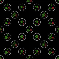Poster - Circle with candlestick pattern vector selling financial derivatives thin line seamless pattern