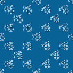 Poster - Cog Wheel and candlestick pattern vector settings thin line seamless pattern