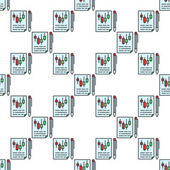 Poster - Documents with candlestick pattern vector trading papers colored seamless pattern