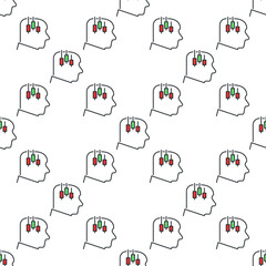 Poster - human head with candlestick chart vector colored seamless pattern