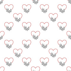 Poster - Heart with candlestick pattern vector I Love Trading linear seamless pattern