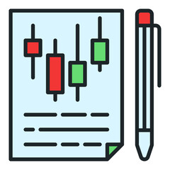Poster - documents with candlestick pattern vector trading papers colored icon or design element