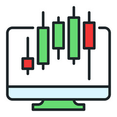 Poster - candlestick pattern on computer screen vector online trading colored icon or symbol