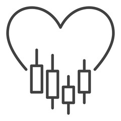 Poster - heart with candlestick pattern vector i love trading linear icon or symbol