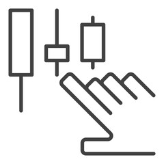 Poster - hand with candlestick pattern vector electronic trading outline icon or symbol
