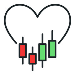 Poster - I Love Trading vector Heart with candlestick Chart colored icon or logo element