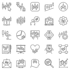 Poster - Stock Market and Trading outline icons set - Stock Exchange Traders and Investors concept vector symbols