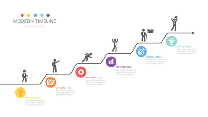 Wall Mural - business road map timeline infographic steps to success growth template. with icons and graphic elem