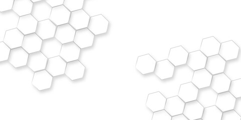 Canvas Print - abstract white lines hexagons honeycomb wallpaper, modern futuristic wallpaper, futuristic nature ba