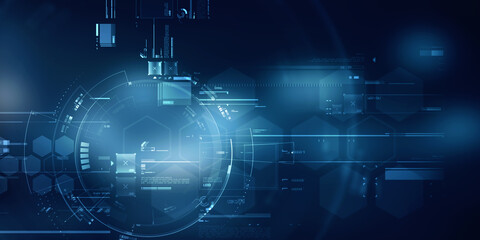 Poster - 2d illustration Abstract futuristic electronic circuit technology background
