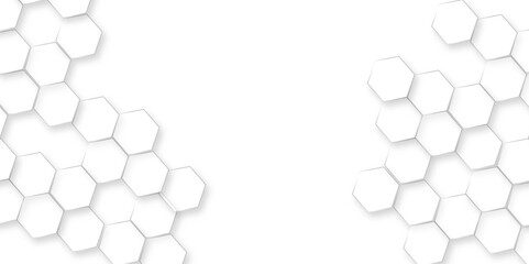 Canvas Print - abstract white hexagon concept background, abstract white geometric mesh cells texture, luxury white