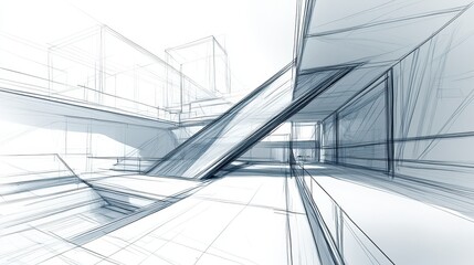 Poster - Architectural blueprint illustration showing detail in a modern structure drawing concept for construction planning visualisation art