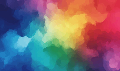 Poster - Vibrant Abstract Rainbow Watercolor Background with Blended Colors for Creative Designs