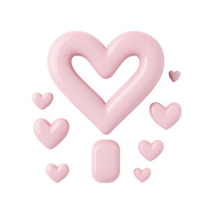 Poster - Pastel Pink Heart Design with Scattering Marks and Shapes