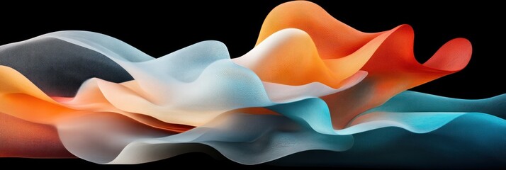 Poster - Abstract flowing shapes in vibrant colors against a dark background