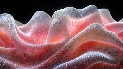 Poster - Abstract draped fabric with soft pink and white hues, detailed textures, and glowing highlights