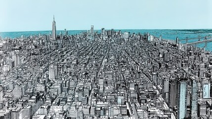 Poster - metropolis monochrome skyline urban vista cityscapes abstract expressionism expansive artwork geomet