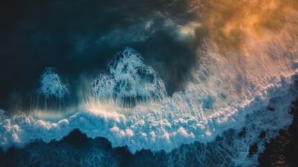 Wall Mural - Abstract cloudscape with blue and orange hues.